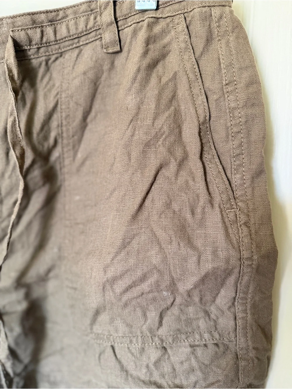 Madewell Linen-Blend Drawstring Shorts Olive Size L